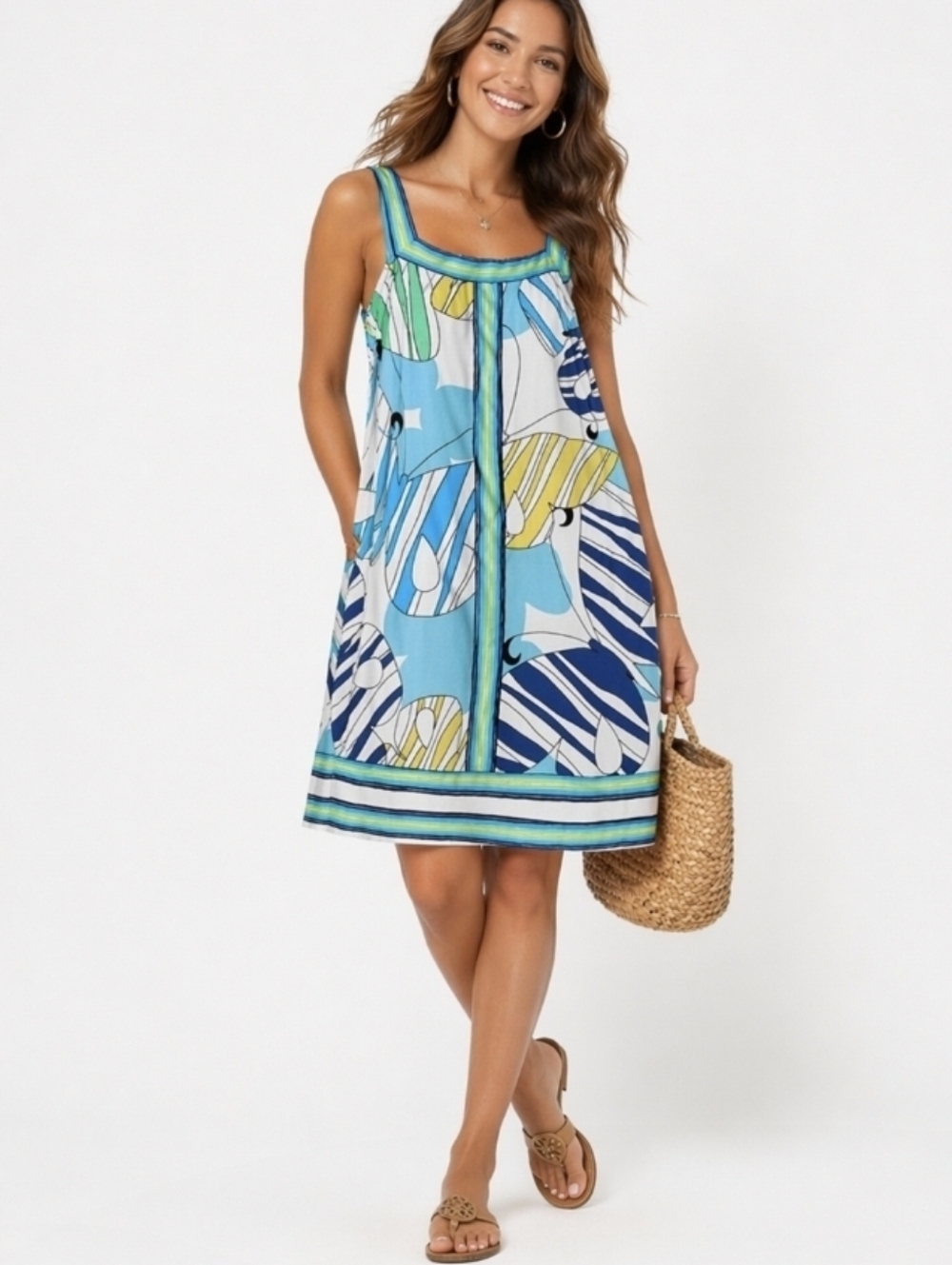 BCBG Maxazria Butterfly Sleeveless Dress Beach Cover Vacation Summer, M